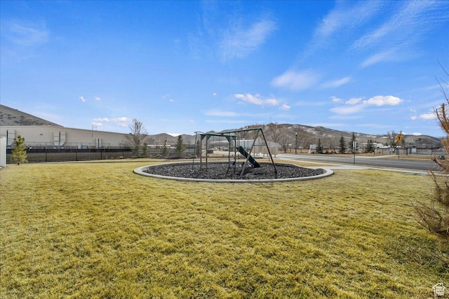 292 N 100 W, Morgan, UT 84050 - community play area with a yard, fence, and a mountain view