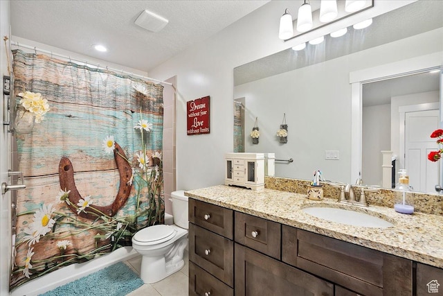 292 N 100 W, Morgan, UT 84050 - full bathroom with tile patterned floors, a textured ceiling, toilet, and vanity
