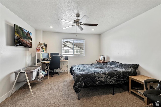 292 N 100 W, Morgan, UT 84050 - bedroom featuring baseboards, ceiling fan, carpet, recessed lighting, and a textured ceiling