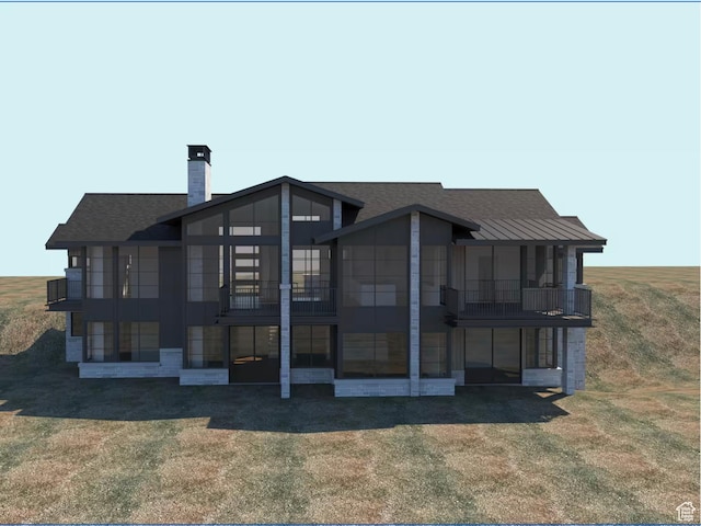 2127 E Peak Dr, Hideout, UT 84036 - back of house featuring a chimney, a balcony, and roof with shingles
