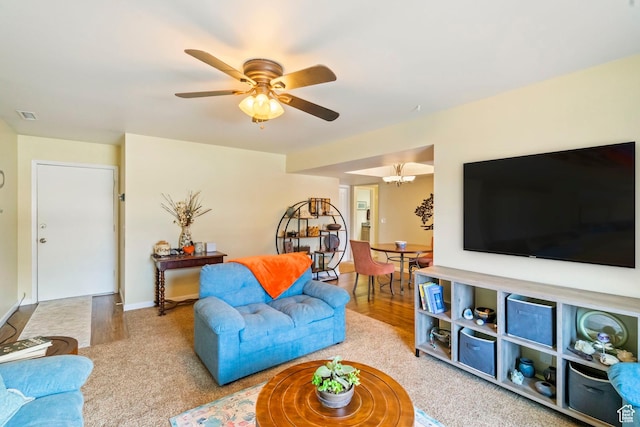 5809 S Waterbury Dr Unit D, Murray, UT 84121 - living area with visible vents and ceiling fan