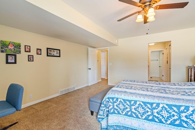 5809 S Waterbury Dr Unit D, Murray, UT 84121 - carpeted bedroom featuring visible vents, ceiling fan, and baseboards