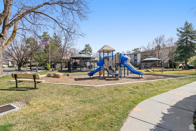 5809 S Waterbury Dr Unit D, Murray, UT 84121 - community jungle gym featuring a gazebo and a yard