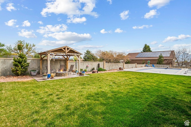 3902 W Angus Dr, South Jordan, UT 84009 - view of yard with a gazebo, an outdoor fire pit, and a patio area