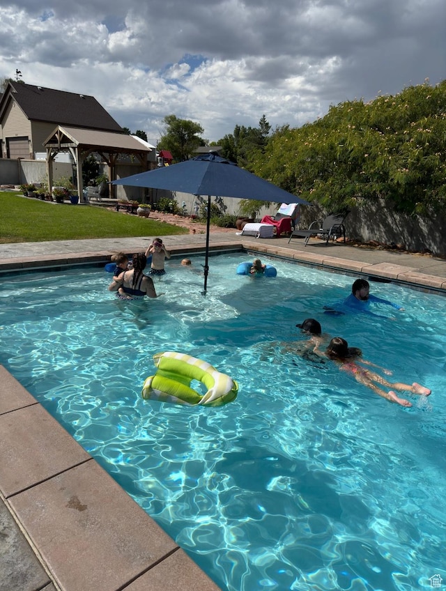 3902 W Angus Dr, South Jordan, UT 84009 - view of swimming pool featuring a gazebo