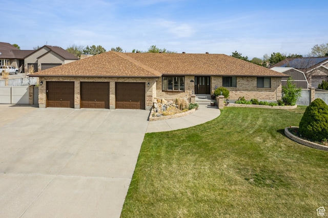 3902 W Angus Dr, South Jordan, UT 84009 - ranch-style home featuring driveway, a garage, a shingled roof, and brick siding