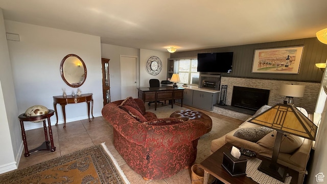 82 W 500 N, Vernal, UT 84078 - tiled living room with baseboards and a fireplace