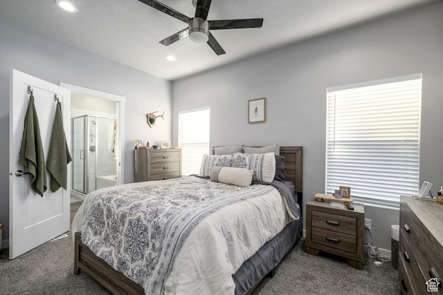 4268 S Steele Creek Ct E, Millcreek, UT 84107 - carpeted bedroom with recessed lighting, connected bathroom, and ceiling fan