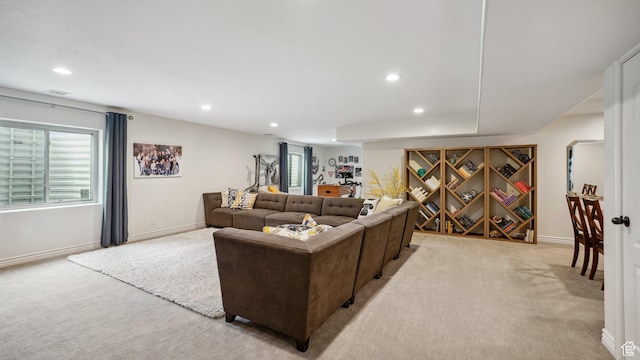 125 N 1430 E, Spanish Fork, UT 84660 - living area featuring light carpet, baseboards, and recessed lighting