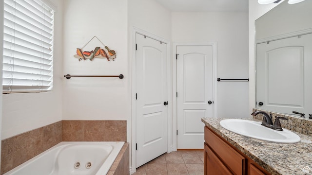 125 N 1430 E, Spanish Fork, UT 84660 - bathroom featuring a whirlpool tub, vanity, and tile patterned floors