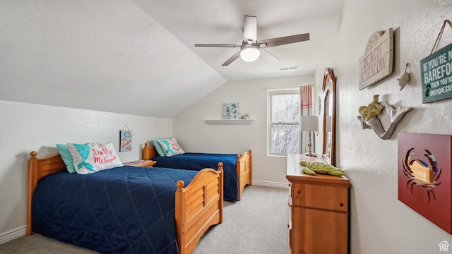 125 N 1430 E, Spanish Fork, UT 84660 - carpeted bedroom with lofted ceiling, baseboards, and ceiling fan