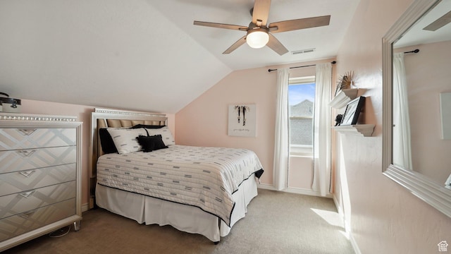 125 N 1430 E, Spanish Fork, UT 84660 - bedroom featuring lofted ceiling, light colored carpet, a ceiling fan, and baseboards