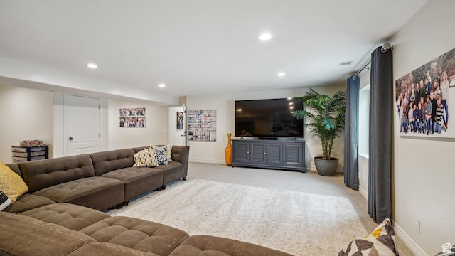 125 N 1430 E, Spanish Fork, UT 84660 - living area featuring light carpet, recessed lighting, and baseboards