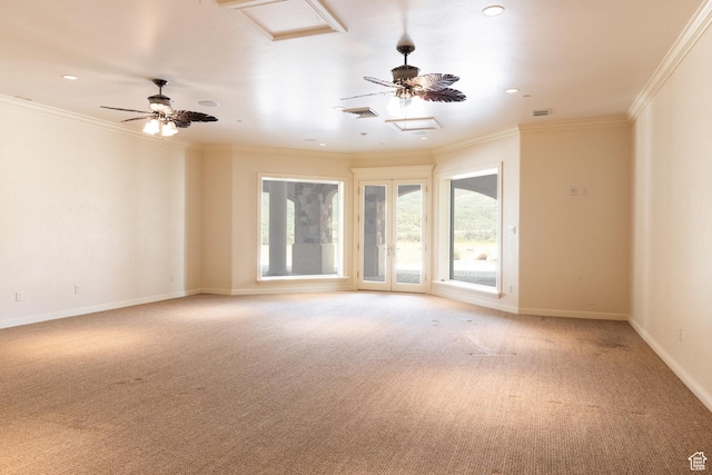 8272 Left Fork Hobble Creek Rd, Springville, UT 84663 - unfurnished room with attic access, crown molding, baseboards, and light carpet
