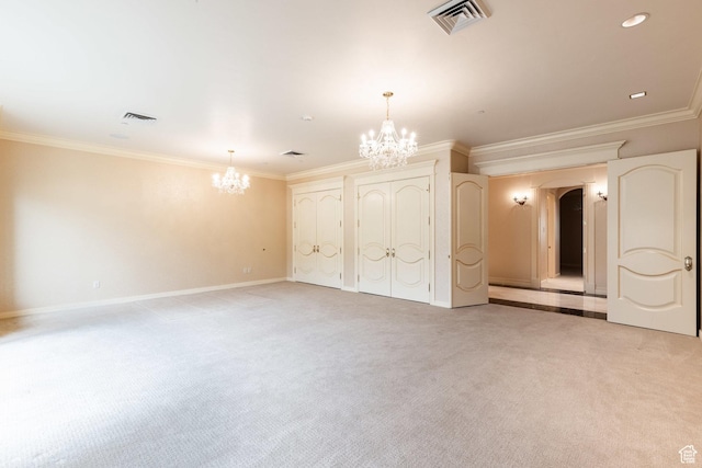 8272 Left Fork Hobble Creek Rd, Springville, UT 84663 - interior space featuring multiple closets, light carpet, visible vents, and a chandelier