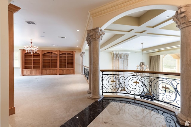8272 Left Fork Hobble Creek Rd, Springville, UT 84663 - hall featuring visible vents, arched walkways, and a chandelier