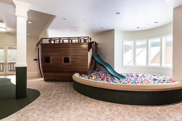 8272 Left Fork Hobble Creek Rd, Springville, UT 84663 - interior space with carpet flooring, recessed lighting, visible vents, and baseboards