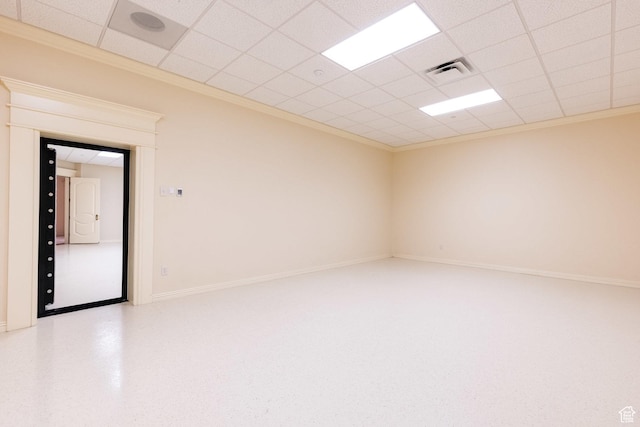 8272 Left Fork Hobble Creek Rd, Springville, UT 84663 - empty room with visible vents, a paneled ceiling, baseboards, and crown molding