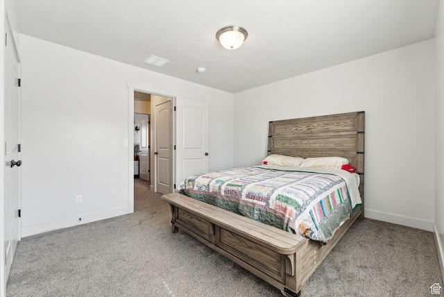 bedroom with visible vents, baseboards, and carpet floors