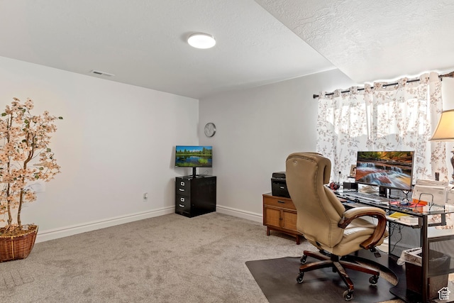 1251 N 2525 W, Clinton, UT 84015 - home office featuring visible vents, carpet flooring, a textured ceiling, and baseboards