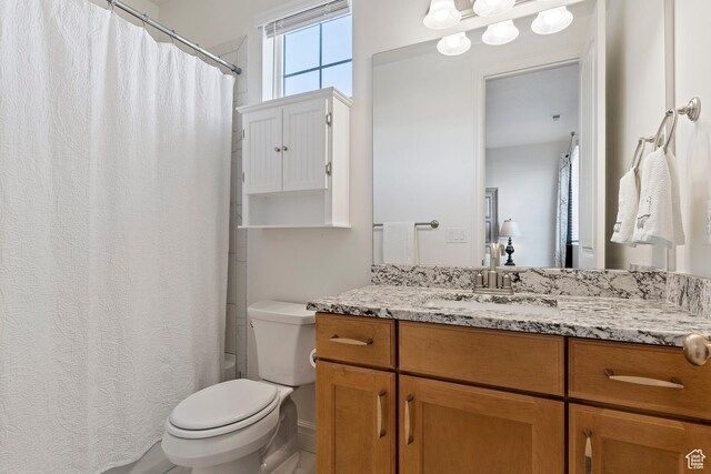 1251 N 2525 W, Clinton, UT 84015 - full bathroom with vanity, toilet, and shower / bath combo with shower curtain