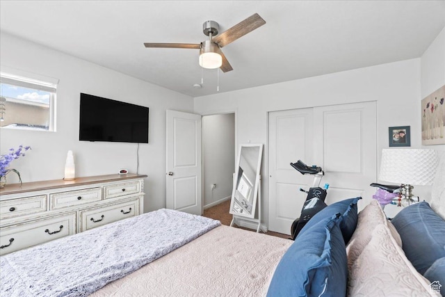 14488 S Stone Stream St W, Herriman, UT 84096 - bedroom featuring a ceiling fan, a closet, and baseboards