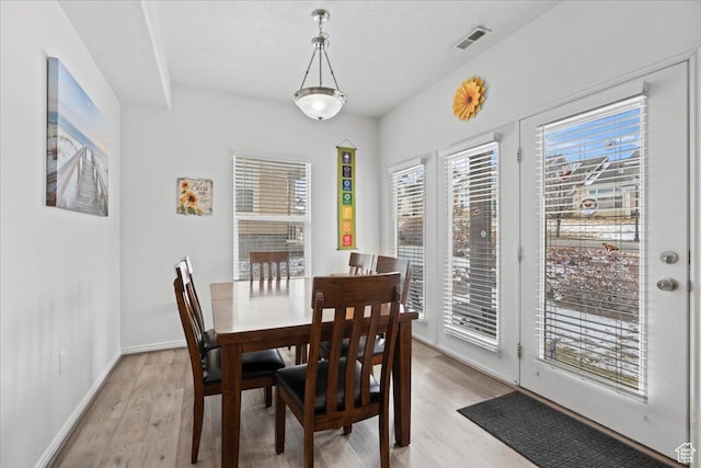 14488 S Stone Stream St W, Herriman, UT 84096 - dining room featuring baseboards, visible vents, and light wood finished floors