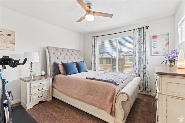 14488 S Stone Stream St W, Herriman, UT 84096 - bedroom with baseboards, ceiling fan, and dark colored carpet