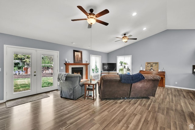 1461 E Antelope Dr, Layton, UT 84040 - living area with wood finished floors, a healthy amount of sunlight, ceiling fan, and french doors
