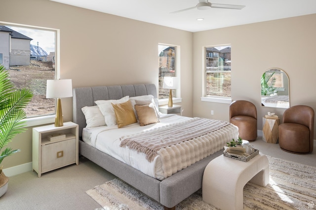 882 E 740 S, Salem, UT 84653 - bedroom with light colored carpet, baseboards, ceiling fan, and recessed lighting