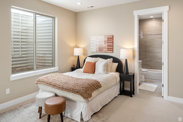 882 E 740 S, Salem, UT 84653 - bedroom featuring multiple windows, baseboards, recessed lighting, ensuite bathroom, and light carpet