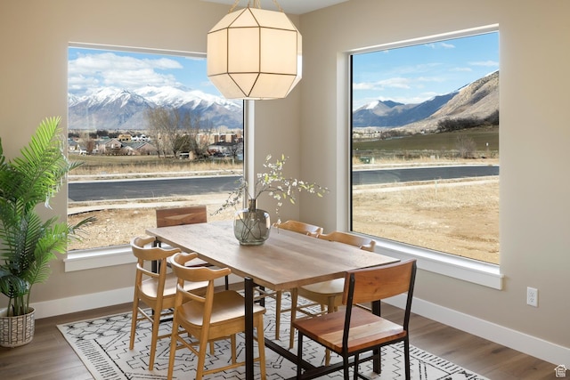 882 E 740 S, Salem, UT 84653 - dining room featuring a mountain view, wood finished floors, and baseboards