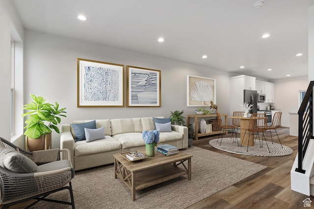 7007 W S Jordan Pkwy Unit 374, South Jordan, UT 84009 - living area with light wood-style flooring and recessed lighting