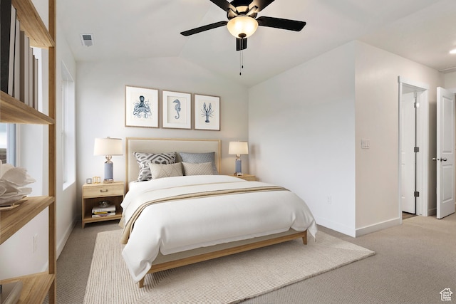 7007 W S Jordan Pkwy Unit 374, South Jordan, UT 84009 - carpeted bedroom with baseboards, vaulted ceiling, and a ceiling fan