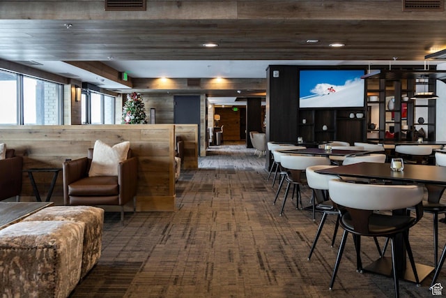 6902 Painted Valley Pass, Park City, UT 84098 - dining space with recessed lighting, visible vents, and dark carpet