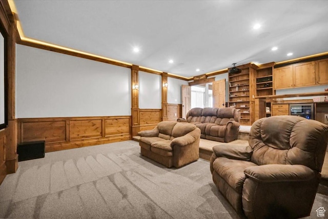 29125 N 11090 E, Fairview, UT 84629 - home theater room featuring carpet flooring, recessed lighting, and a wainscoted wall