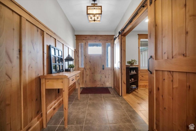 29125 N 11090 E, Fairview, UT 84629 - entryway featuring dark tile patterned flooring and a barn door