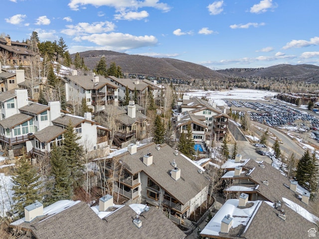 bird's eye view with a mountain view and a residential view