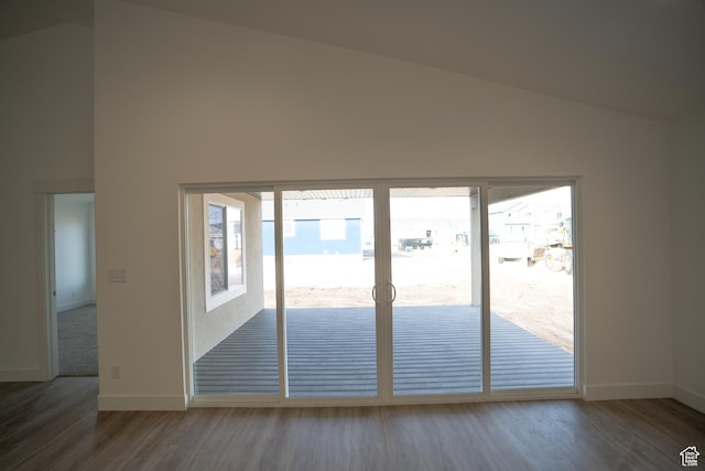 2277 E 3530 N Unit 511, Eagle Mountain, UT 84005 - unfurnished room with high vaulted ceiling, baseboards, and wood finished floors