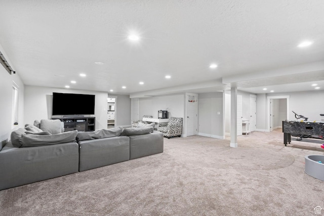 5131 N Stratford Dr W, Stansbury Park, UT 84074 - living area featuring light colored carpet and recessed lighting