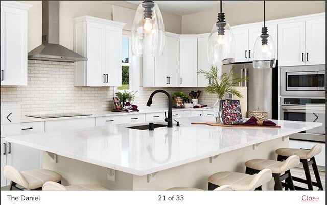 1811 N 375 W Unit 8, Harrisville, UT 84404 - kitchen with a sink, stainless steel appliances, backsplash, and wall chimney range hood