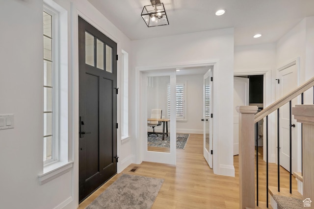 238 W Founders Blvd, Saratoga Springs, UT 84045 - entrance foyer with recessed lighting, light wood-type flooring, baseboards, and visible vents