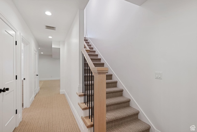 238 W Founders Blvd, Saratoga Springs, UT 84045 - stairs featuring visible vents, recessed lighting, carpet flooring, and baseboards