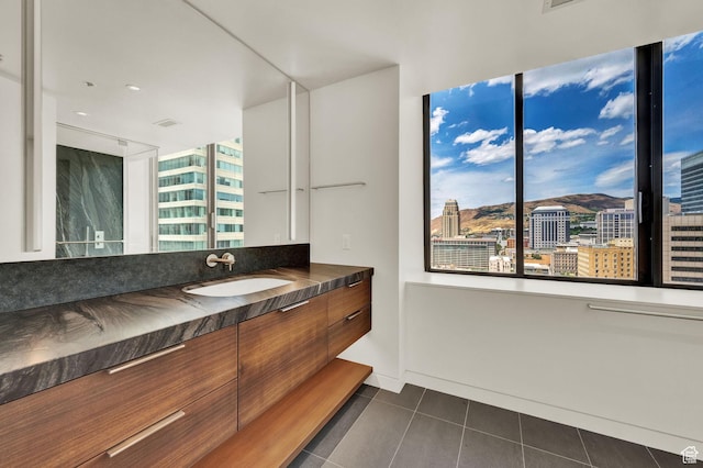48 W 300 S Unit 2204-N, Salt Lake City, UT 84101 - bathroom featuring tile patterned flooring, a view of city, and vanity