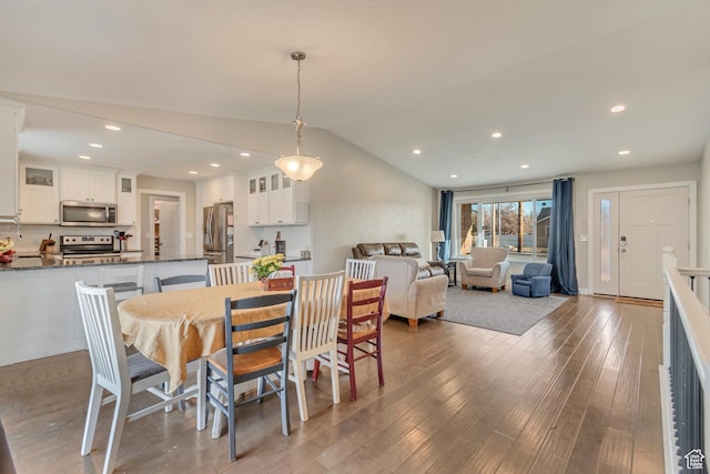 77 E 1100 N, Pleasant Grove, UT 84062 - dining room with lofted ceiling, recessed lighting, and wood finished floors