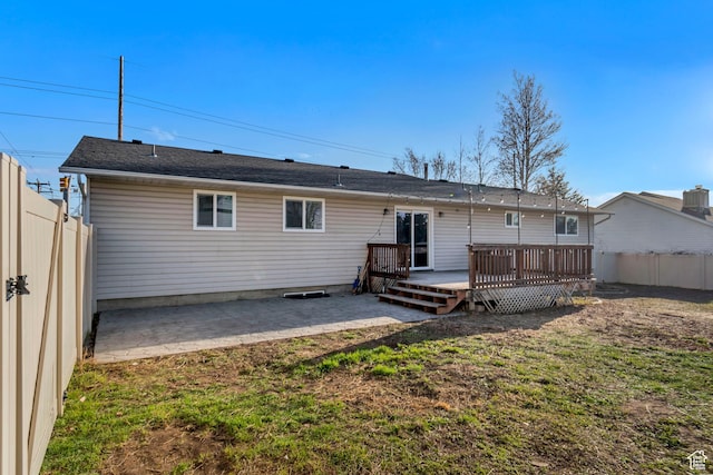 77 E 1100 N, Pleasant Grove, UT 84062 - back of property with a yard, a patio area, a fenced backyard, and a wooden deck