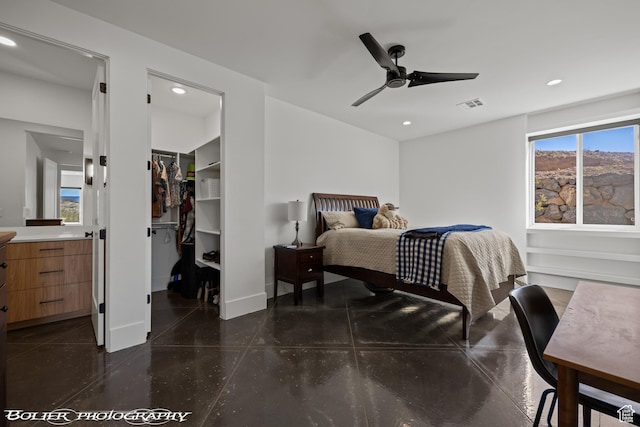 3218 E Rimrunner Dr, St George, UT 84790 - bedroom featuring recessed lighting, visible vents, baseboards, and a spacious closet