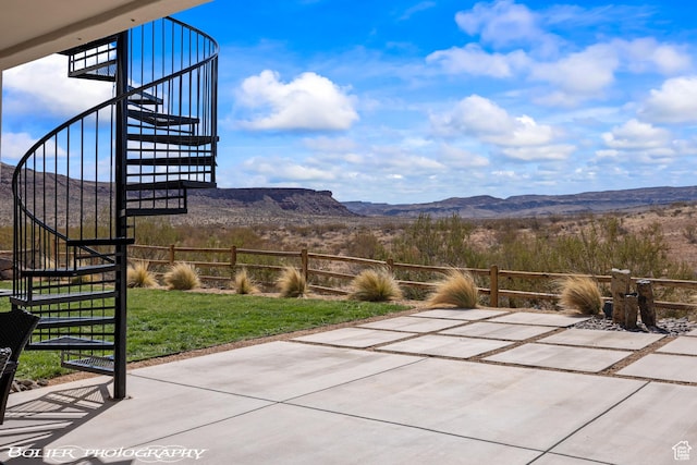 3218 E Rimrunner Dr, St George, UT 84790 - view of patio featuring stairway and a mountain view
