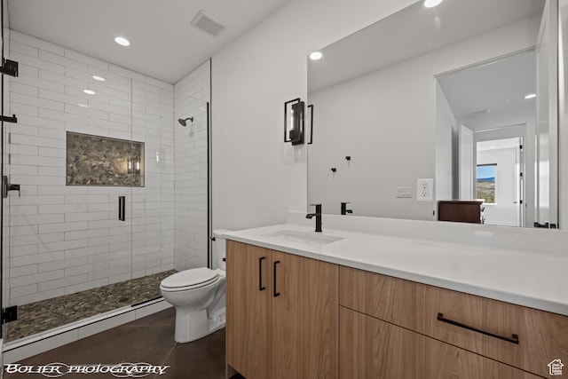 3218 E Rimrunner Dr, St George, UT 84790 - full bath with visible vents, toilet, a stall shower, and vanity