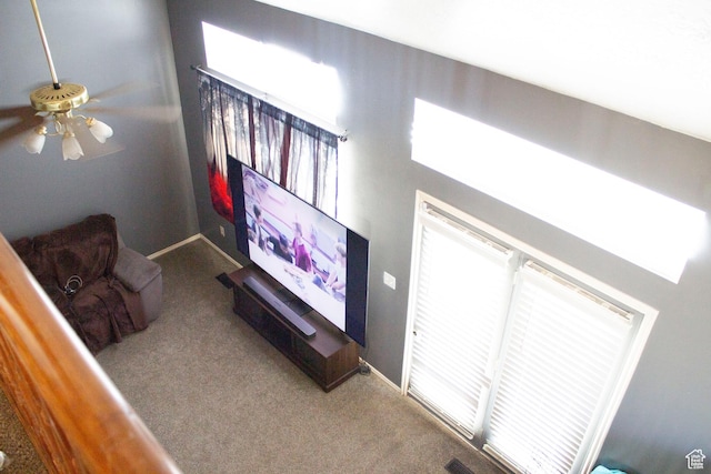 246 W 5000 S, Washington Terrace, UT 84405 - living area featuring baseboards, ceiling fan, and carpet flooring